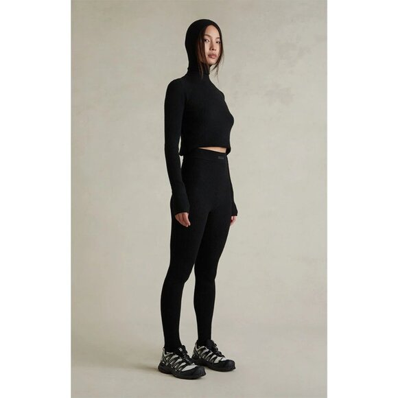 Fear of God ESSENTIALS Waffle Leggingsin Black Small New Womens Knit Pants - Picture 14 of 16